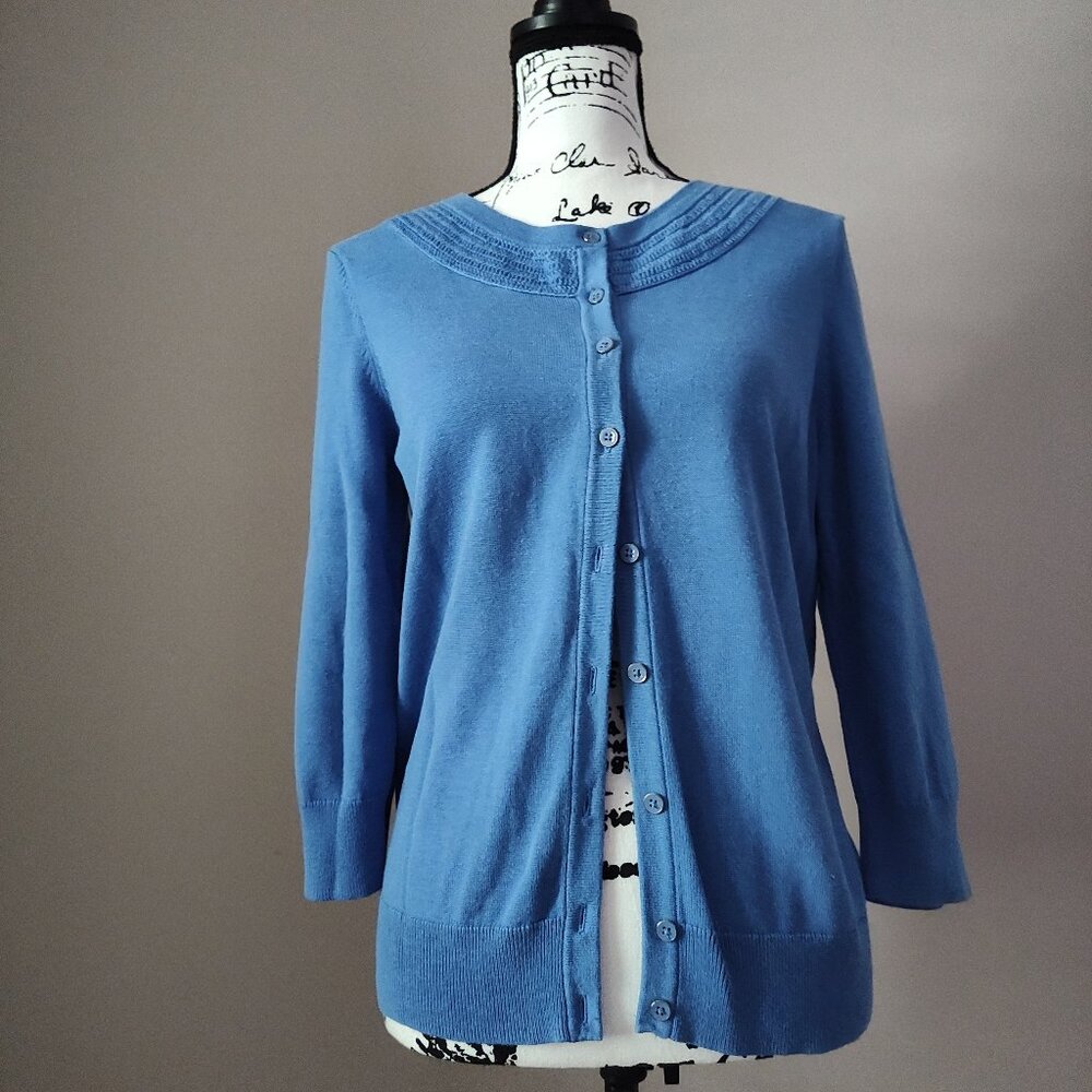 Talbots Crew Neck Button Front Cardigan